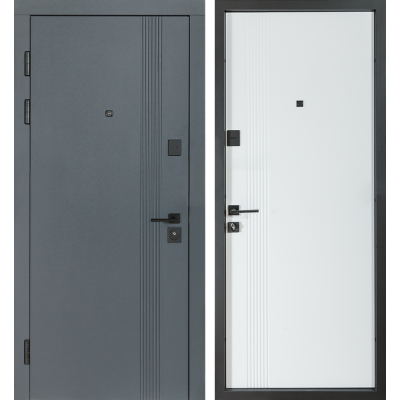 Входные Двери B-434 (квадро) Модель 172 Антрацит/Белый матовый гладкий Булат-2