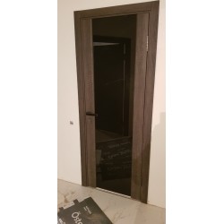 Міжкімнатні Двері SR-01 чорне скло Korfad ПВХ плівка