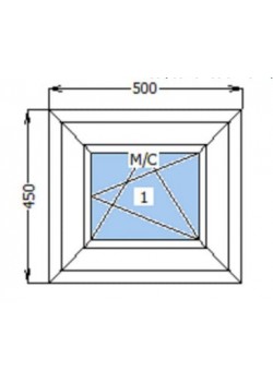 Окно, 500*450 мм, цвет белый, WDS 6S, 70 мм, пакет двухкамерный 40 мм, Харьков