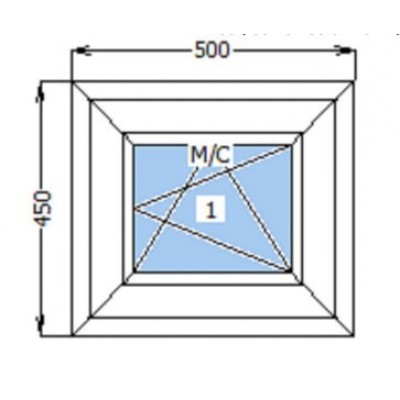 Окно, 500*450 мм, цвет белый, WDS 6S, 70 мм, пакет двухкамерный 40 мм, Харьков-0