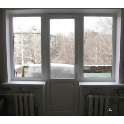 Балконный блок REHAU EURO 60 с глухим окном и поворотно-откидными дверями 2100 x 2100 мм-7