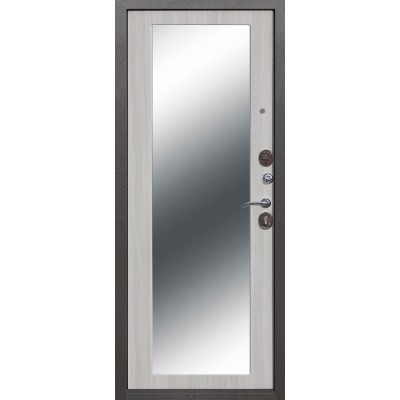 Вхідні Двері Троя 110мм Срібло/Білий ясень MAXI дзеркало Таримус-1