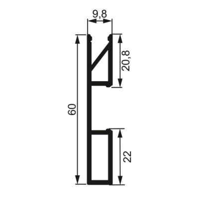 Плинтус алюминиевый накладной LED ПАС-4885 60 мм БП 2,6 м Alupro-1