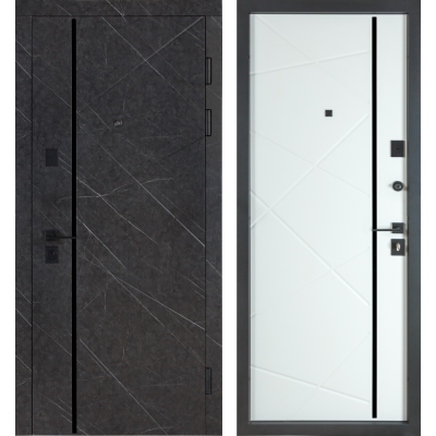 Вхідні Двері Ультра (квадро) Kale 542 Мармур графіт / Білий супермат Булат-2