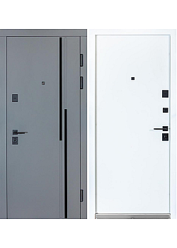 Двери Термоультра (квадро) Kale 567/гладкая Хром/Белый матовый Булат