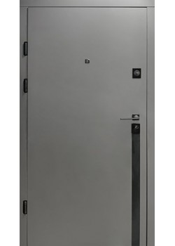 Двері 611 софт-тач елегантний сірий/білий супермат (чорна фурнітура) квартира "Magda"