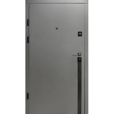 Вхідні Двері 611 софт-тач елегантний сірий/білий супермат (чорна фурнітура) квартира "Magda"-0