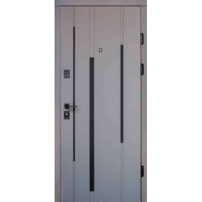 Входные Двери 623 софт-тач элегантный серый/белый супермат (фурнитура хром) "Magda"-0