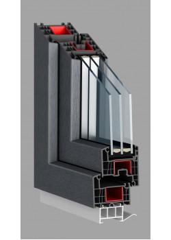 Балконный блок Epsilon 76 с двумя окнами и поворотно-откидной дверью 2300 x 2100 мм
