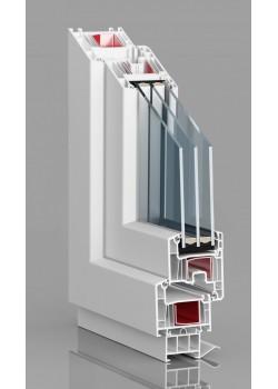 Балконный блок Epsilon Optima с двумя окнами и поворотно-откидной дверью 2300 x 2100 мм