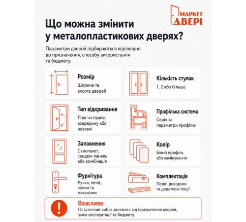 Металопластикові двері WDS Одинарні Модель 15