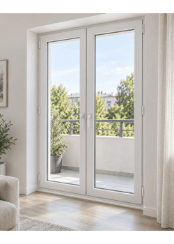 Металлопластиковые двери VEKA Softline 76 двустворчатые 1400 x 1900 мм