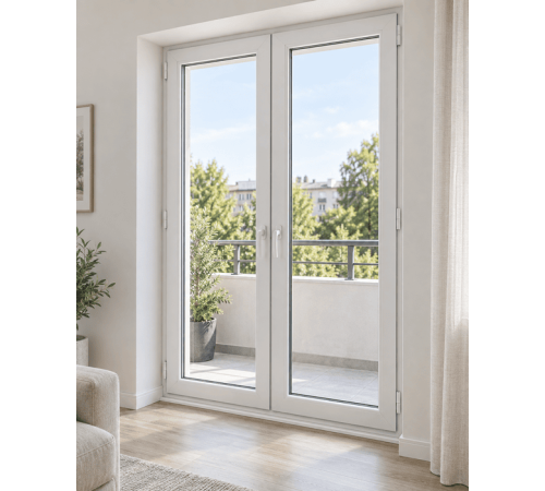 Металлопластиковые двери VEKA Softline 76 двустворчатые 1400 x 1900 мм