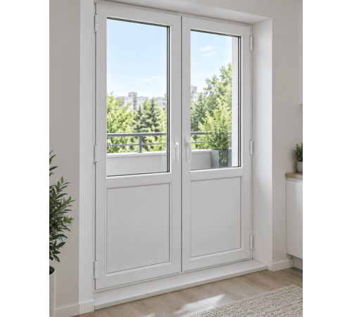 Металлопластиковые двери VEKA Softline 70 двустворчатые 1400 x 2000 мм