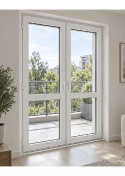Металлопластиковые двери REHAU 60 двустворчатые 1400 x 2100 мм