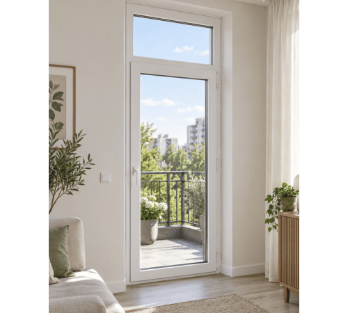 Металлопластиковые двери VEKA Softline 70 с фрамугой 700 x 2300 мм