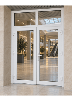 Металлопластиковые двери VEKA Softline 76 с фрамугой 1400 x 2400 мм