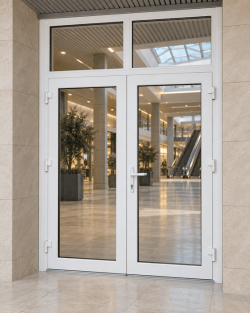 Металопластикові двері VEKA Softline 76 з фрамугою 1400 x 2400 мм