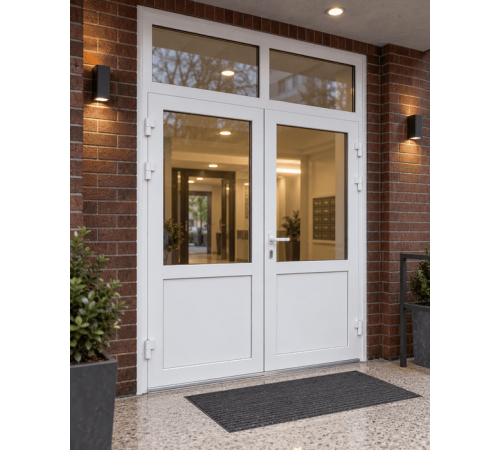 Металлопластиковые двери VEKA Softline 76 с фрамугой 1700 x 2400 мм