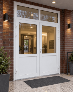 Металопластикові двері VEKA Softline 76 з фрамугою 1700 x 2400 мм
