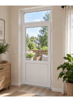 Металлопластиковые двери VEKA Softline 76 с фрамугой 800 x 2400 мм