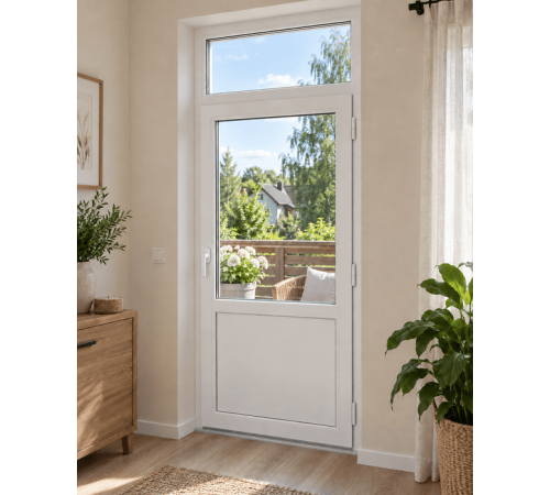 Металлопластиковые двери VEKA Softline 76 с фрамугой 800 x 2400 мм