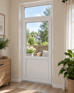 Металлопластиковые двери VEKA Softline 76 с фрамугой 800 x 2400 мм