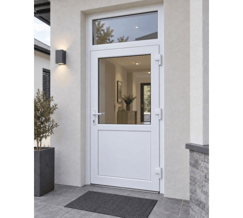 Металлопластиковые двери Rehau Euro 70 с фрамугой 800 x 2300 мм