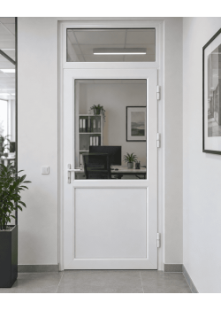 Металлопластиковые двери Rehau Euro 60 с фрамугой 900 x 2500 мм