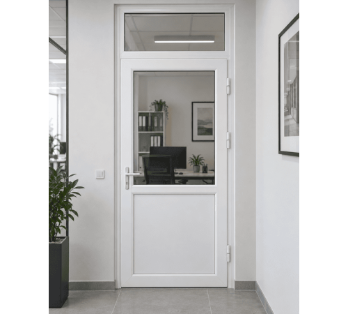 Металлопластиковые двери Rehau Euro 60 с фрамугой 900 x 2500 мм