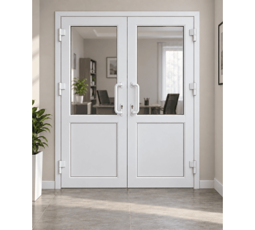 Металлопластиковые двери VEKA Softline 76 двустворчатые 1200 x 1900 мм