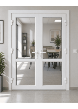 Металлопластиковые двери REHAU 60 двустворчатые 1300 x 2100 мм