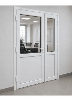 Металлопластиковые двери Aluplast Ideal 2000 полуторные с поворотно-откидной створкой 1200 x 2100 мм
