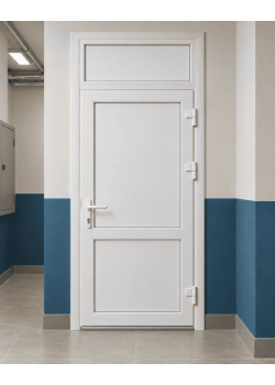 Металлопластиковые двери для технических помещений VEKA Softline 76 с фрамугой 800 x 2000 мм