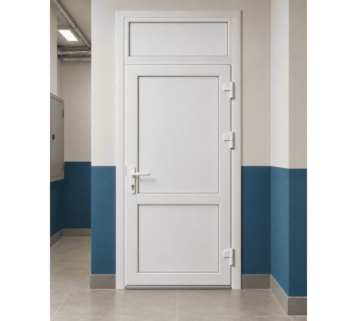 Металлопластиковые двери для технических помещений VEKA Softline 76 с фрамугой 800 x 2000 мм