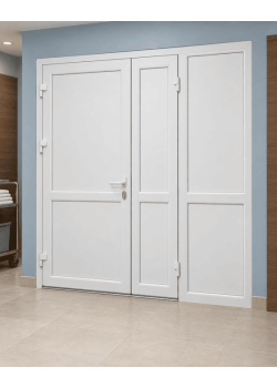 Металлопластиковые двери для технических помещений VEKA Softline 70 с фрамугой 1100 x 1900 мм