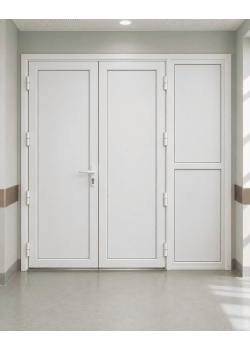 Металлопластиковые двери для технических помещений VEKA Softline 70 с фрамугой 1300 x 1900 мм