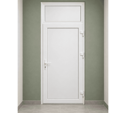 Металлопластиковые двери для технических помещений VEKA Softline 70 с фрамугой 700 x 1900 мм