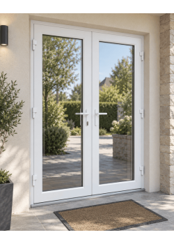 Металлопластиковые двери REHAU SYNEGO 80 двустворчатые 1600 x 2000 мм
