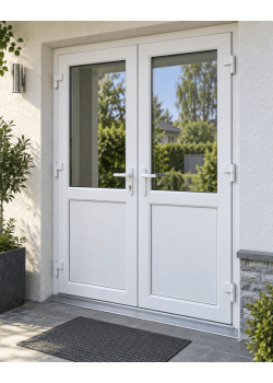 Металлопластиковые двери REHAU SYNEGO 80 двустворчатые 1700 x 2000 мм