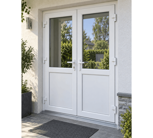 Металлопластиковые двери VEKA Softline 70 двустворчатые 1300 x 2000 мм