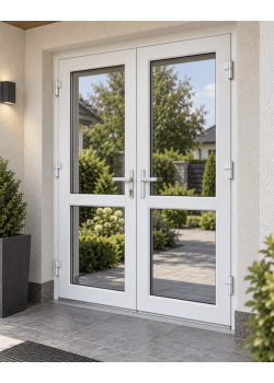 Металлопластиковые двери REHAU 60 двустворчатые 1500 x 2100 мм
