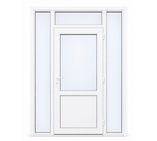 Металлопластиковые двери для технических помещений VEKA Softline 76 с фрамугой 1400 x 2000 мм