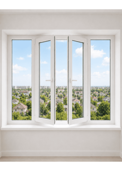 Металлопластиковое окно Rehau Euro 60 четырехстворчатое с двумя поворотно-откидными створками 2400x1800 мм