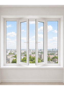Металлопластиковое окно REHAU EURO 60 четырехстворчатое с двумя поворотно-откидными створками 3000x1100 мм