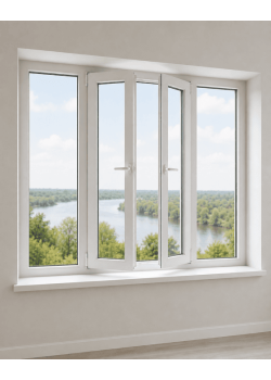 Металопластикове вікно Veka Softline 82 чотиристулкове з двома поворотно-відкидними стулками 2500x1400 мм