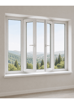 Металлопластиковое окно Veka Softline 82 четырехстворчатое с двумя поворотно-откидными створками 2700x900 мм