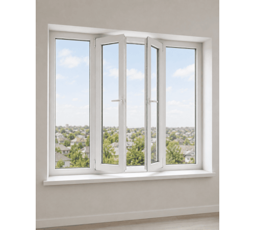 Металлопластиковое окно Veka Softline 82 четырехстворчатое с двумя поворотно-откидными створками 3000x1800 мм