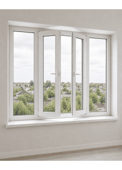 Металопластикове вікно Veka Softline чотиристулкове з двома поворотно-відкидними стулками 3000x1000 мм