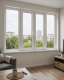 Металлопластиковое окно Rehau Euro 70 четырехстворчатое с двумя поворотно-откидными створками 2400x1300 мм